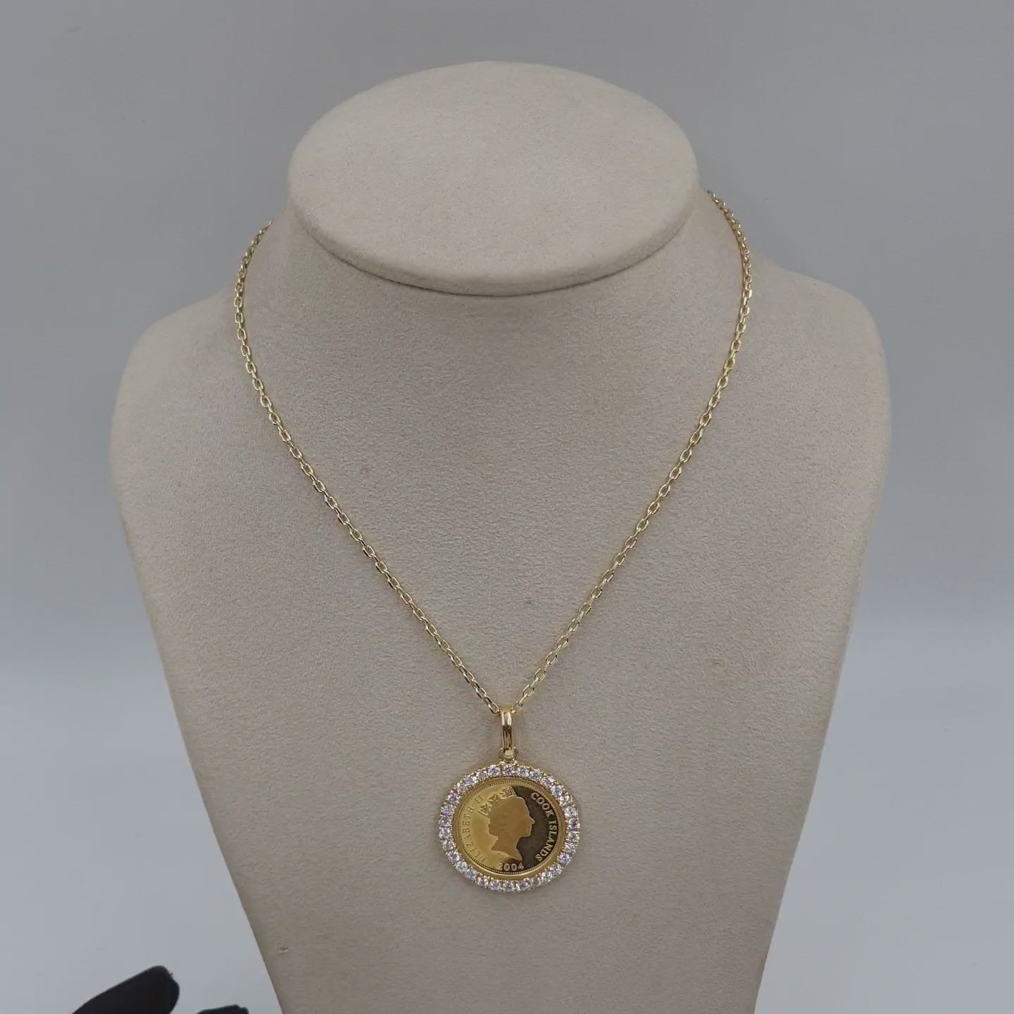 Coin Pendant with Chain- 18K Yellow Gold