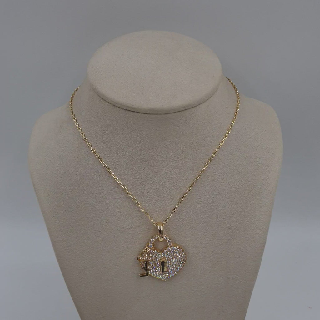 HEART & KEY PENDANT - 14K Yellow Gold