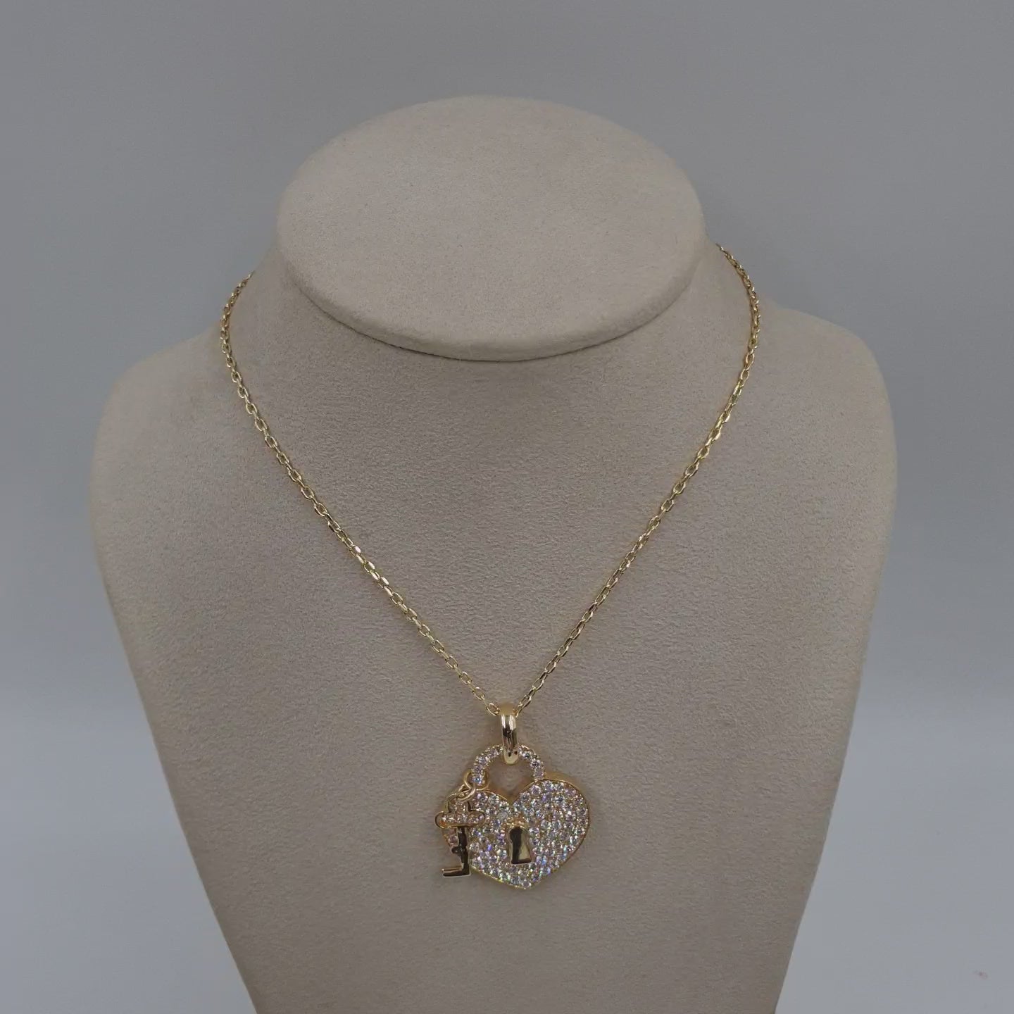 HEART & KEY PENDANT - 14K Yellow Gold