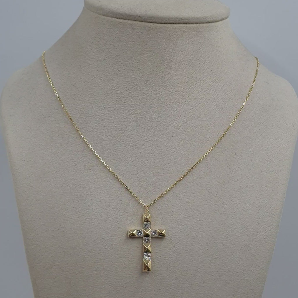 Cross Pendant with Chain -18K Yellow Gold