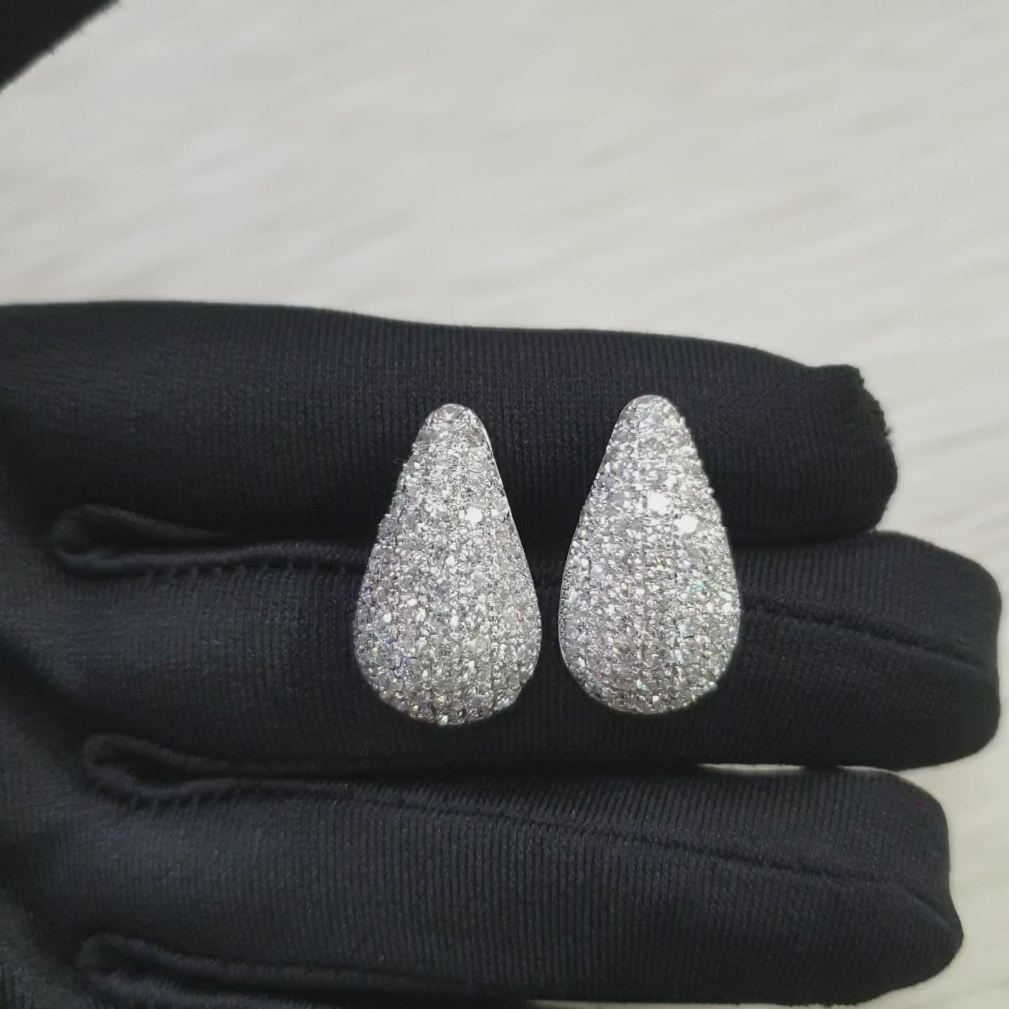 Tear drop Diamond Earring - 14K White Gold