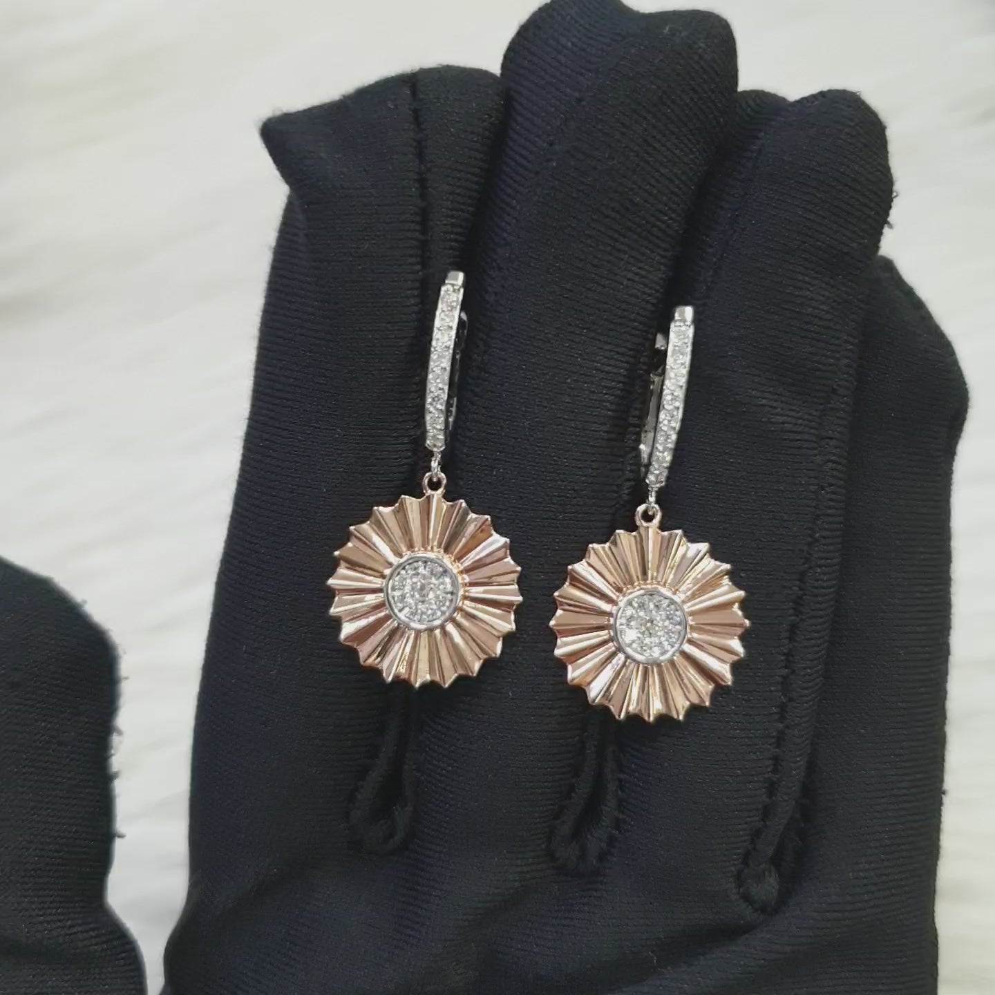 Dangling Pair Earring - 18K Rose Gold/White Gold