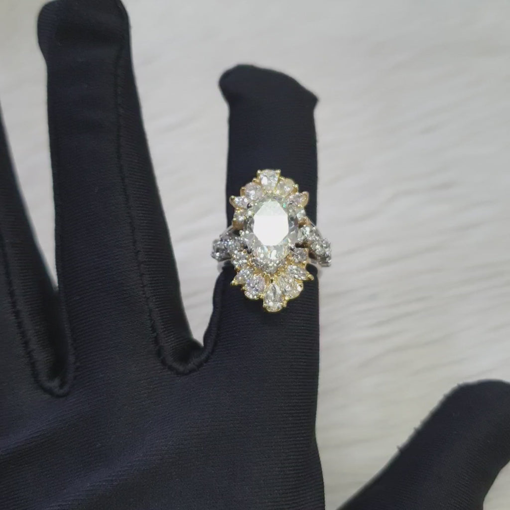 Detachable Oval Ring - 14K White Gold / Yellow Gold