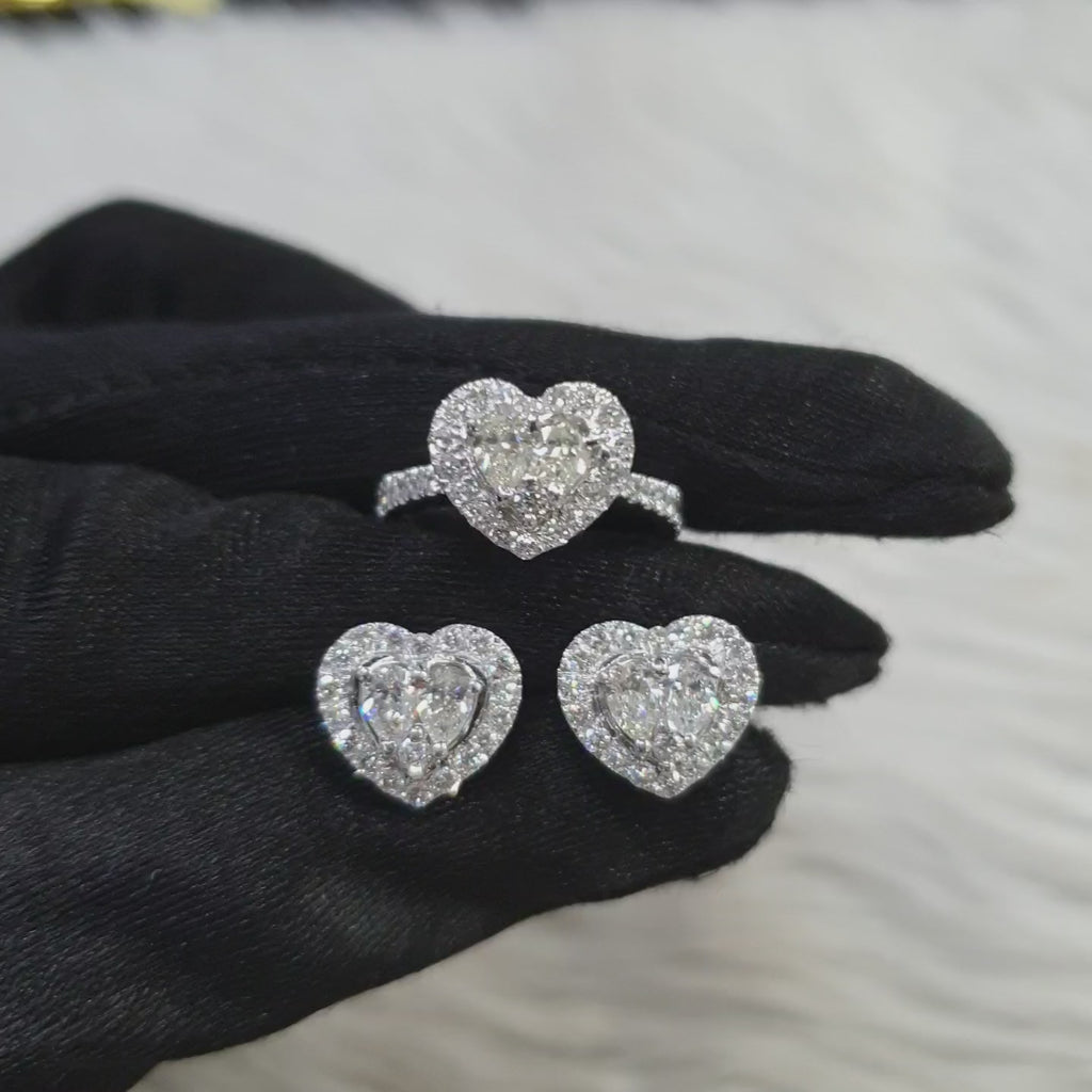 Heart Illusion Terno Set – 14K White Gold (SOLD - INQUIRE FOR MADE TO ORDER)