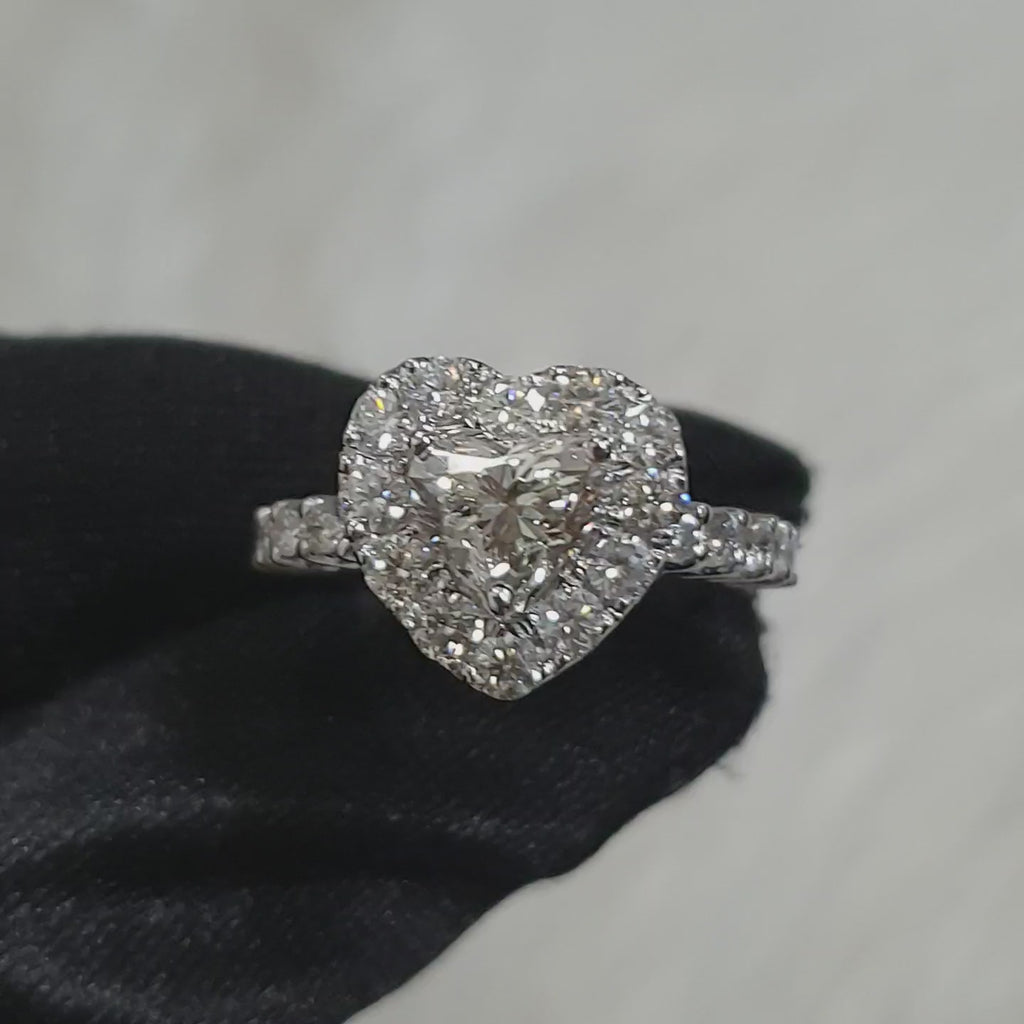 Heart- Cut Diamond Ring - 14K White Gold