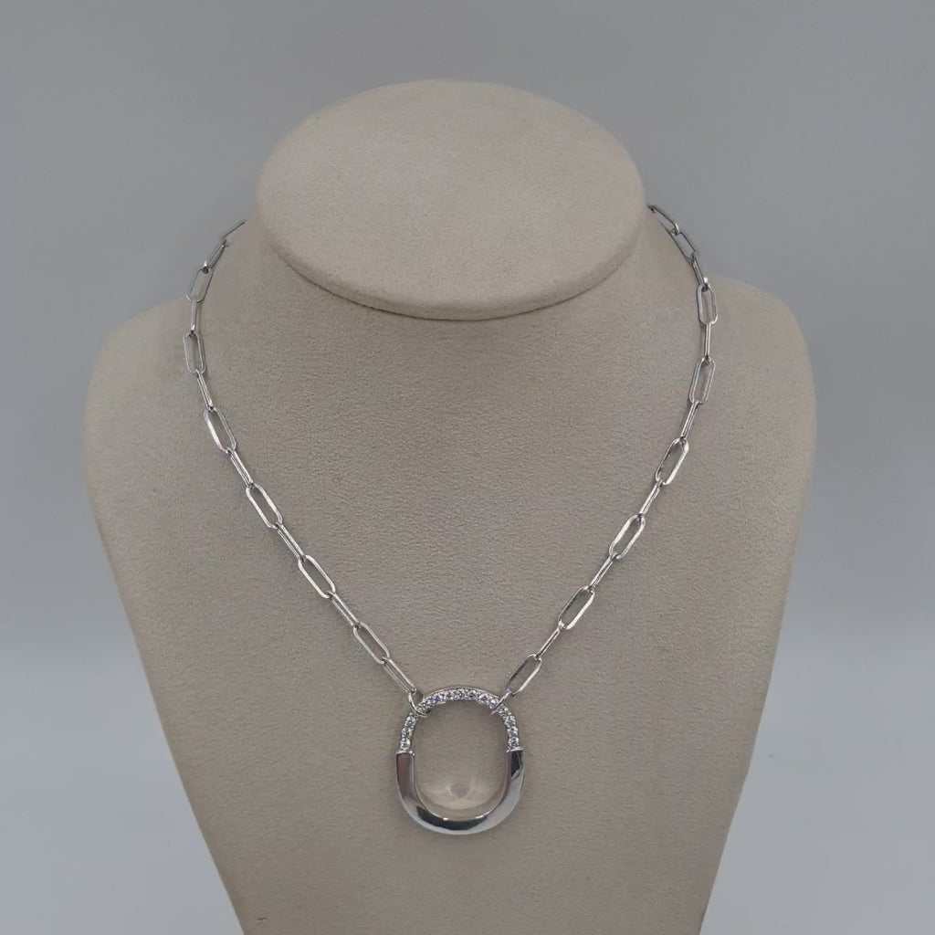 Padlock Necklace – 18K White Gold with Diamonds