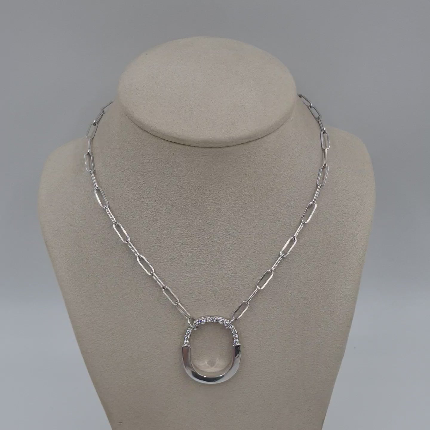 Padlock Necklace – 18K White Gold with Diamonds