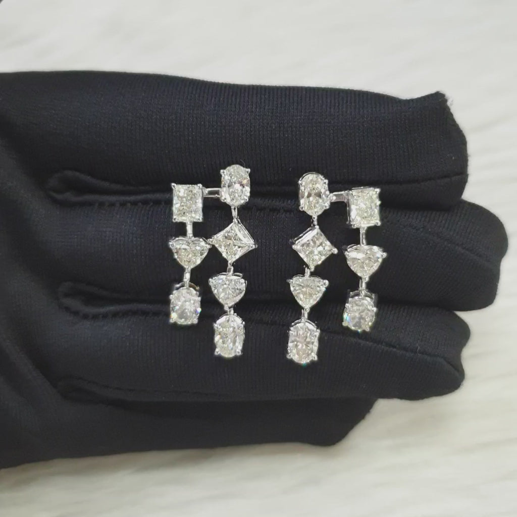 Dangling Pair Earring - 14K White Gold