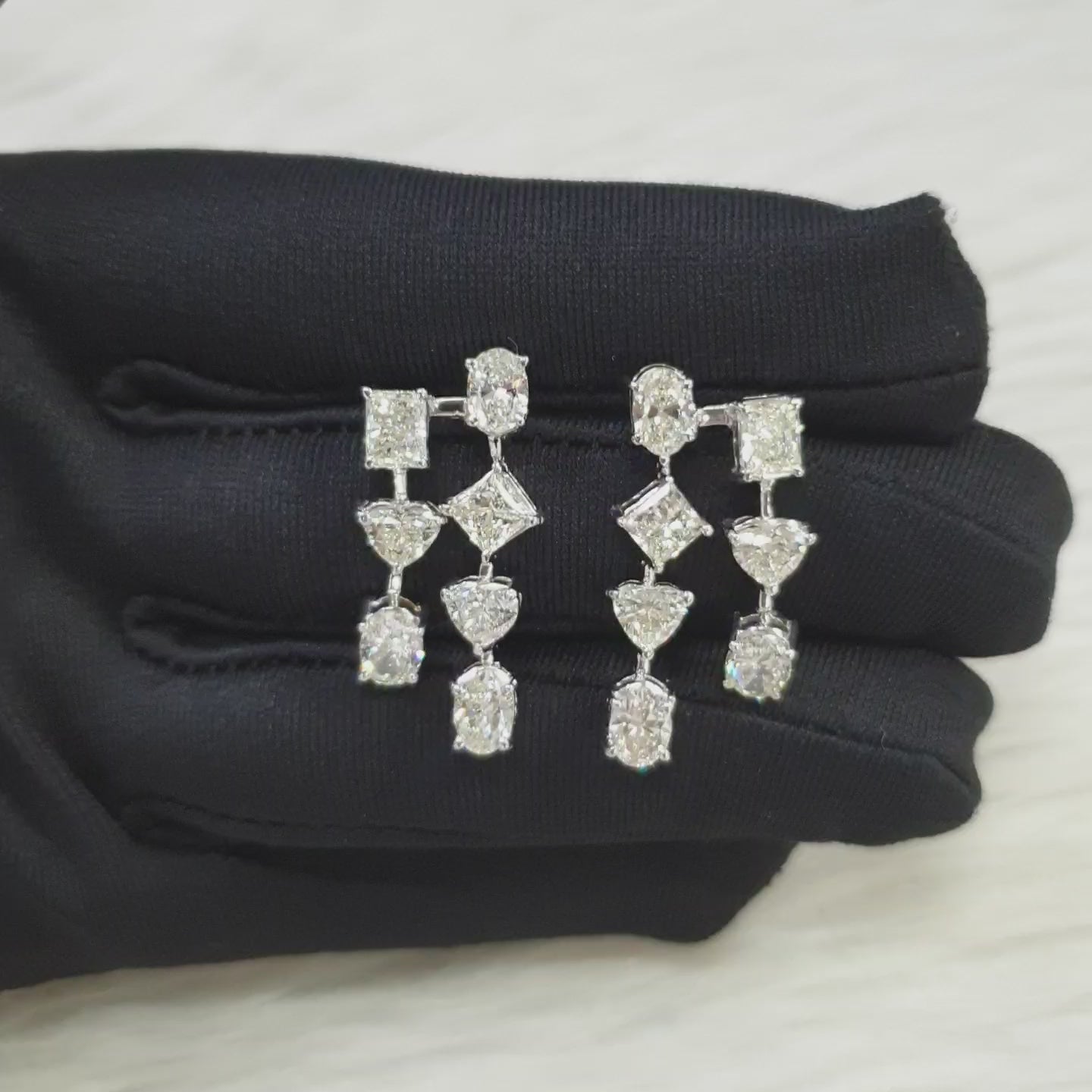 Dangling Pair Earring - 14K White Gold