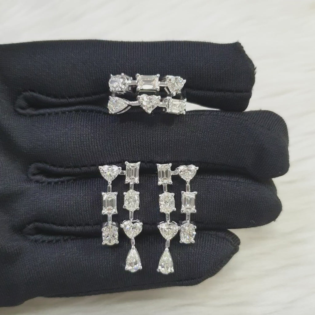 Two Liner Fancy Cut Terno - 14K White Gold