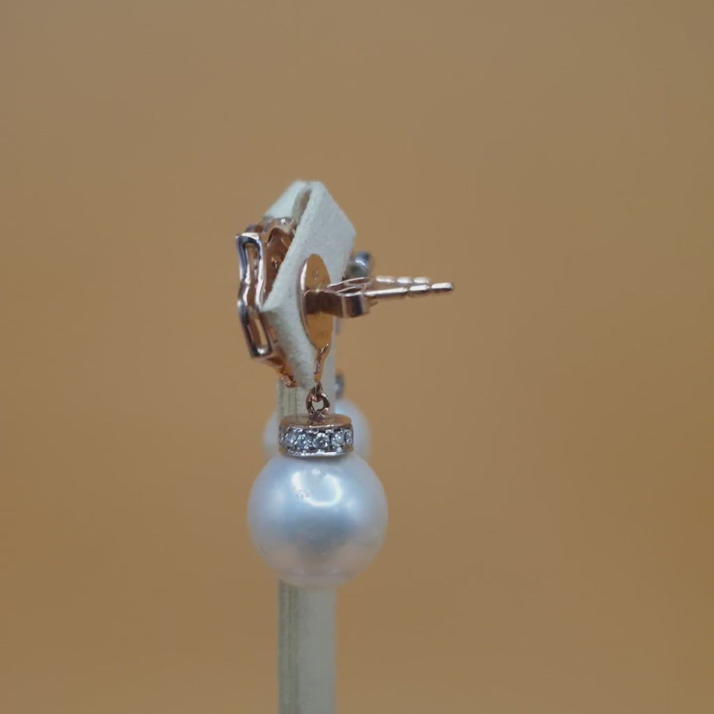 Dangling Pearl Earrings – 14K Rose Gold