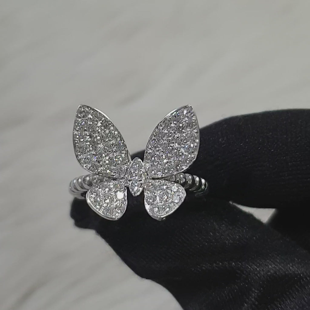 Butterfly Ring - 14K White Gold