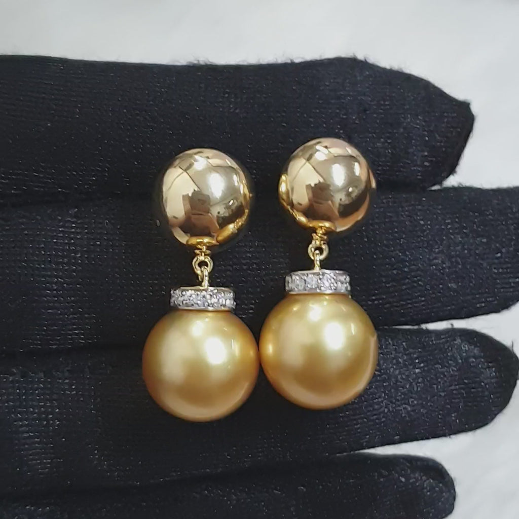 Golden South Sea Pearl Drop Earring - 14K Yellow Gold (SOLD - INQUIRE FOR MADE TO ORDER)